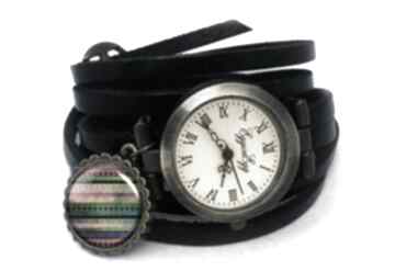Azteckie wzorki zegarek bransoletka skórzanym pasku zegarki paski