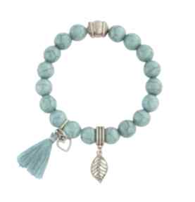 Tassel turquoise howlite leaf howlit listek chwost bransoletka