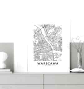 Warszawa mapa - plakat 30x40 cm plakaty hogstudio, do kawiarni, salonu