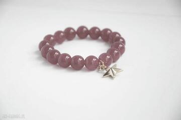 Bracelet by sis: gwiazda w fuksjowych kamieniach, kamienie, jadeit, prezent, star, bransoletka