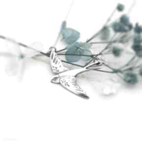 Jaskółka - srebrny naszyjnik artymateria wisiorek, z biżuteria w locie, wiosenna