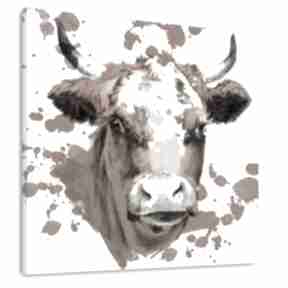 Obraz drukowany na płótnie łaciata byk 80x80cm 02621 ludesign gallery, krowa zwierzęta grafika