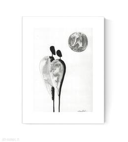 Grafika A4 malowana ręcznie, abstrakcja, styl skandynawski, czarno biała, 3096804 plakaty mini
