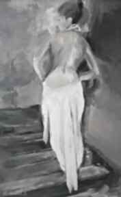 Duży obrazk kobieta. Obraz z bielą, biały, postać, zmysłowa: do salonu galeria alina