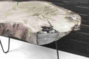 Stolik dębowy z żywicą epoksydową stoły sciete i pociete loft