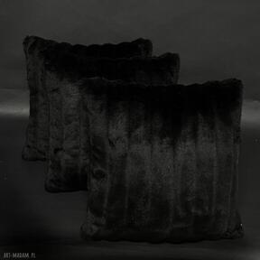 Komplet 3 poduszek włochacz, sztuczne futro 45x45cm czarne - poszewki poduszki majunto, zestaw
