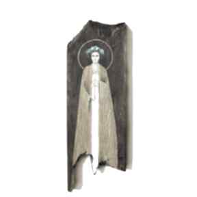 Anioł klucznik VIII, obraz malowany na drewnie desce aleksandrab, ręcznie, obrazy do salonu
