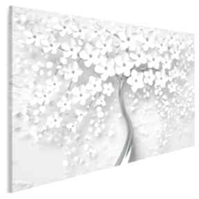 Obraz na płótnie - biały srebrny 120x80 cm 98402 vaku dsgn drzewo, kwiaty, natura, roślina