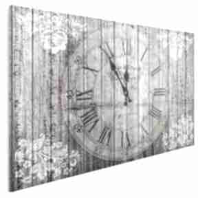 Obraz na płótnie - 120x80 cm 12901 vaku dsgn zegar, kwiaty, prowansja, prowansalski, deski