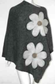 Ponczo wełną zdobione poncho bellafeltro prezent, filcowanie, rękodzieło, kwiaty