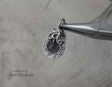 Wisiorek ametyst, wire wrapping, stal chirurgiczna wisiorki agata rozanska