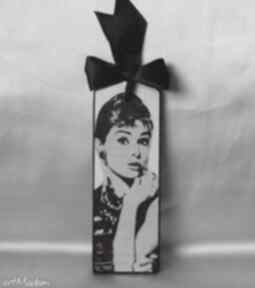 audrey hepburn margeritka zakładka, książka, decoupage, drewno, prezent