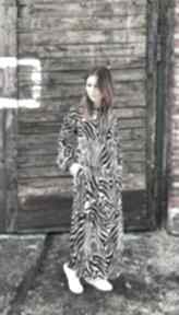 Zebra skienka maxi sukienka zbluzowana boho oryginalna motyw