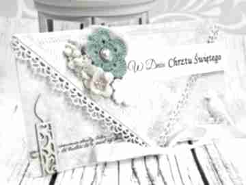 Kartka na chrzest św - delikatność błękitu scrapbooking shiraja chrzes, chrzciny, chłopiec