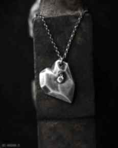 Srebrny z naszyjniki dziki królik geometryczne serce, z sercem, srebro oksydowane - prezent