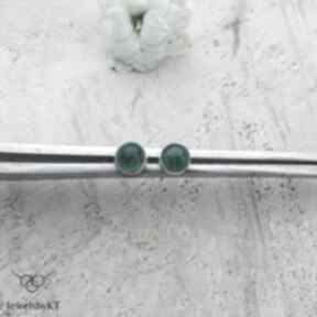 Zielone kropki 5mm - kolczyki jewelsbykt srebrne, wkrętki, sztyfty, okrągłe delikatna