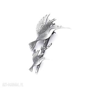 Dwa kolibry na gałązce - broszka srebrna venus galeria, biżuteria, srebro