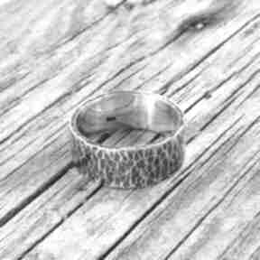 Obrączka pierścionek, srebro 925 oksydowana 04 loopart, biżuteria autorska
