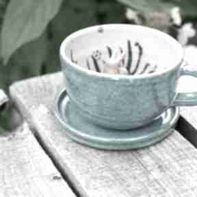 Filiżanka do herbaty z figurką ślimaka kawy morska trawa red ok 350 ml ceramika azul horse