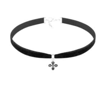 Choker with chain black velvet aksamitka swarovski krzyż