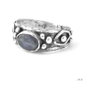 Bijoux by marzena bylicka pierścionek, srebrny, oksydowany, kianit