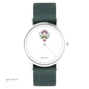 morski, zegarki yenoo zegarek, bransoletka, folkowy, kwiat, nato, prezent