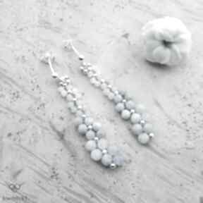 Srebrne - wiszące kolczyki biżuteria - kamieniami zimowe dodatki na prezent