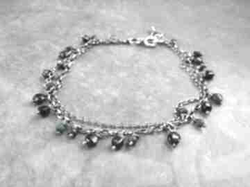 Bransoletka z łańcuszkami, srebro - srebrna z kamieniami, prezent dla kobiety