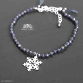 Śnieżynka i lapis lazuli anna grys, bransoletka, gwiazdka, srebrna, aniagrys