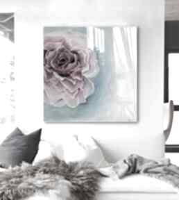 Róża w błękitach - obraz do salonu canvas ręcznie malowany art is hard gallery nowoczesny