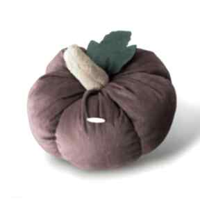 Welurowa, bordowa poduszka w kształcie dyni handmadelovo, dynia dekoracyjna