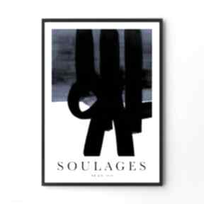 Plakat soulages ne en 1919-format A4 niebieski abstrakcja reprodukcja