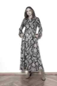 Sukienka maxi na guziki, z kołnierzykiem - suk204 wzór 1 lanti urban fashion, długa