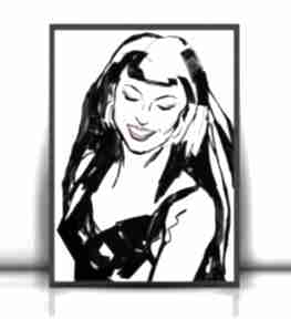 21x30 plakat pop art, biało czarny z dziewczyną, kobieta grafika do pokoju plakaty annasko obraz
