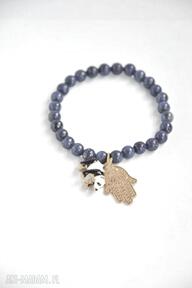 Bracelet by: charms i w kamieniach sis kamienie, lapis, ręka, panda, hamsa, prezent