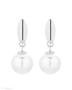 Srebrne kolczyki z białymi perłami swarovski® crystal sotho biała