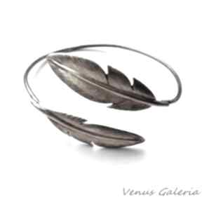 srebrna - brązowe pióra venus galeria biżuteria, srebro, bransoletki