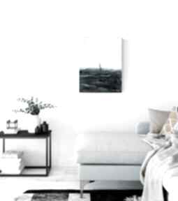 Abstrakcja morze, minimalizm styl skandynawski mini mal art obrazy ręcznie malowane, turkus