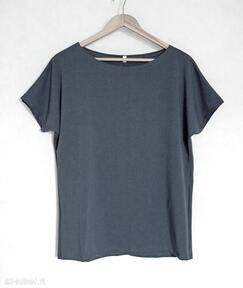 Gładka koszulka bawełniana oversize L xl navy blue gabriela krawczyk, komonowa, t-shirt