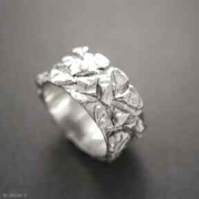 Srebrna obrączka z fakturą rozmiar 19 biżuteria anna kaminska damska, unisex, szeroka srebro