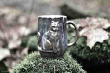 Handmade duży kubek ceramiczny z kotem opal 450 ml kubki azul horse ceramika na prezent