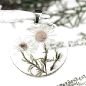 Z1304 naszyjnik z prawdziwym kwiatem - 5cm herbarium jewelry z biżuteria z żywicy, kwiaty