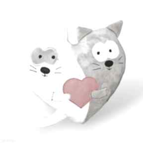 Poduszka - koty w kształcie serca maskotki handmadelovo walentynki, dla niej, dziecka