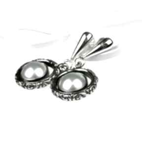 Ozdobne srebrne kolczyki z perłami a555 artseko z pereł, perłowe na prezent, dla niej