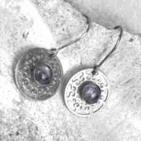 Srebrne kolczyki z ametystem a1003 artseko okrągłe, fioletowa biżuteria, nowoczesne