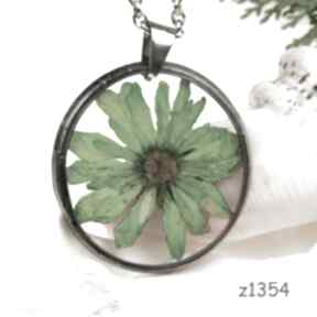 Z1354 naszyjnik z suszonymi kwiatami herbarium jewelry terrarium, biżuteria z żywicy