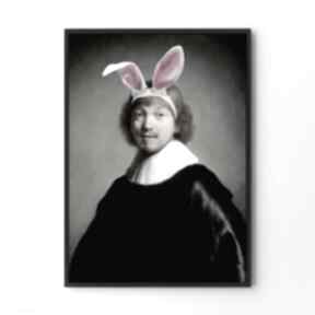 Plakat króliczek rembrandta - format 30x40 cm plakaty hogstudio, sztuka, obraz, mężczyzna