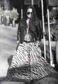 Zebra sukienka wiskoza elegancki styl maxi boho pracy Śliczna