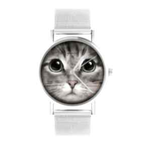 Zegarek, zegarki yenoo bransoleta, metalowy, kot, tygrysek, prezent