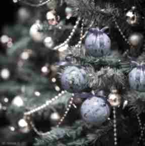 Święta prezenty. Bombki pozłacane, 4szt, granatowe dekoracje świąteczne kraina rumianku, boże